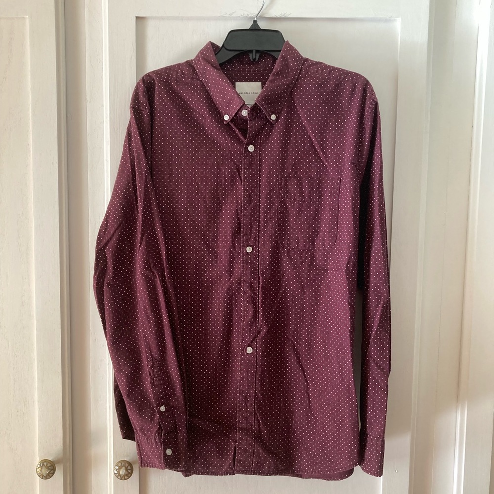 American Eagle Outfitters Maroon Button Down Shirt